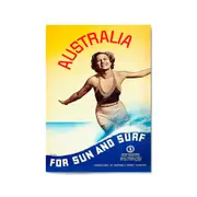 Vintage Australia Sun & Surf Travel Advert Wall Art