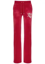 Juicy Couture Del Ray Logo Velour Sweatpants - Red - XS (UK6 / XS) XS (UK6 / XS)