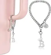 [LUHOHI] Silver Letter Charms for Stanley Cup- Crown Letter Charms Accessories for Stanley Handle 40Oz Tumblers Cup Keychain