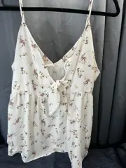 Peach Love Spaghetti Strap Cropped BOHO Peasant Blouse Womens Large New Boutique