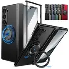For Samsung Galaxy Z Fold 6/5/4/3 Electroplating Magnetic Case Hinge Stand Cover