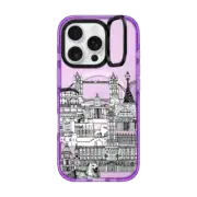 iPhone 16 Pro Impact Ring Stand Case MagSafe Compatible London toile transparent