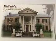 Elvis Presley Postcard Graceland With Elvis Looking Over Memphis Tennessee