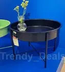 Ikea KULTURSKOG Plant Stand Round Side Table Steel, Black, 22 ¾" - NEW