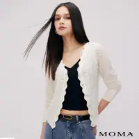在飛比找momo購物網優惠-【MOMA】典雅微亮蔥毛鬚開襟外套(白色)