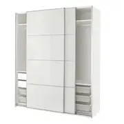 PAX / HOKKSUND wardrobe combination, white/high-gloss light grey, 200x66x236 cm