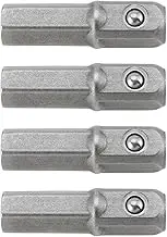 LT Easiyl 4Pcs 1/4" Hex to 1/4" Square Drive Bit Adapter 25mm Long Socket Drive Adapter Extension for Electric Screwdriver Tool, Chrome Vanadium Steel