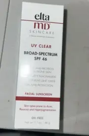 EltaMD UV Clear Face Sunscreen, SPF 46 Oil Free Sunscreen with Zinc Oxide, 3/25