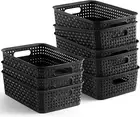 [ 8 Pack ] Plastic Storage Baskets - Small Pantry Organization and Storage Bins