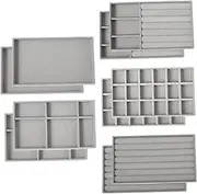 [AZIDWERYQ] 10Pcs Stackable Jewelry Organizer Trays, Scratch-Resistant Practical Jewelry Drawer Inserts Container Display Case Storage for Necklaces Bracelets Rings Earring, Grey
