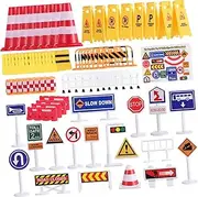 Abaodam 18pieces Traffic Roadblock Toy Set Car Toys Boys and Girls Car Set Construction Educational Traffic Sign Playset