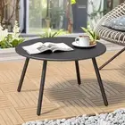 C-Hopetree 24" Round Metal Outdoor Side Coffee Table for Medium, Black