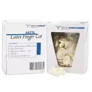 Tech-Med Pre-Rolled Natural White Latex Finger Cots Large Disposable 144/Bx