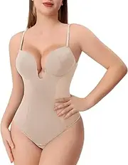 [Slimers] Body Shaper for Women Tummy Control U Plunge Backless Thong Shapewear Fajas Colombianas Waist Trainer Bodysuit Top