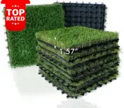 Interlocking Artificial Grass Tiles 9 Pack 12"x12" Synthetic Turf Flooring Mat
