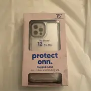 Protect Onn Rugged Case with Built-in Microbial Protec.iPhone 12 Pro Max, Clear