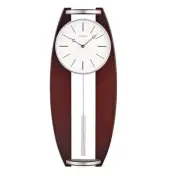Bulova Wall Clock 23.5"Hx11.4"Wx3"D Round Pendulum Quartz Solid Wood Espresso