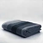 SOFT & WARM GRAY STRIPED ALPACA LLAMA WOOL BLANKET PLAID 90"x65" QUEEN