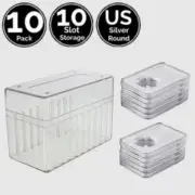 10 Pk 1.54" 39 mm Slab Coin Holder w/10 Slot Case 4 US Silver Round Crown Dollar