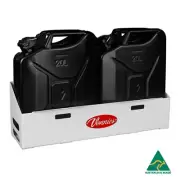 VONNIES 20L DUAL / DOUBLE WATER FUEL JERRY CAN HOLDER MOUNT P/COATED WHITE TYPE2