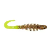 Berkley PowerBait Curly Bones Fishing Soft Bait, Gold Cracker/Chartreuse, 3"