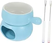 ELAYARD 1 Set Ceramic Chocolate Fondue Set with Handle Melting Pot for Cheese Chocolate and Candy Includes Pot Forks Versatile Kitchen Tool for Cooking and Baking Temperature Random Color