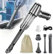 Handheld Vacuum Cleaner 19000pa Brushless Motor Mini Car Vacuum Cleaner Cordless with Accessories, Portable Rechargeable Vacuum Cleaner 2 in 1 for Home, Office, Car (Silver Gray)