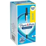 NEW Box 50 Papermate Kilometrico Ballpoint Pens Medium Black Kilometre Ball Poin