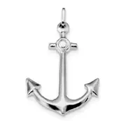 Sterling Silver Rhodium Plated Polished Anchor Charm