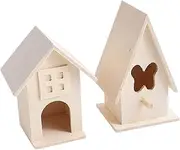 FONDOTIN 2pcs Wooden Bird Nest Cage Creative Birds Bed for Home and Outdoor Decor Practical Wooden Nest for DIY Micro Landscape and Photography Props