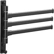 JYL HOME Swivel Hand Towel Bar Bathroom Swing Hanger Towel Rack Holder Matte Black Finish, Wall Mounted, 3-Arm