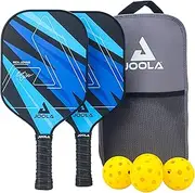JOOLA Pickleball Set Blue Lightning Inklusive 2 Schläger, 4 Bällen und Tasche, Ideal für Freizeitspieler Blau 7-teilig