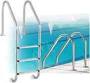 Swimming Pool Ladder,with 2/3 Step Stainless Steel Stairs,Easy to Climb,Weight Capacity 550 Lbs for Water Park Open Air Bath(3-steps1.0mm)