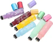 IWOWHERO 6Pcs Printed Roller Bottles for Essential Oils Travel Friendly Empty Perfume Containers Compact and Durable