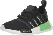Adidas Originals NMD_R1 Sneaker, Black/Lucid Lime/White, 5 US Unisex Big Kid