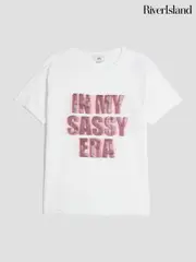 River Island White In My Sassy Era T-Shirt (W64917) | $32