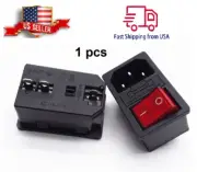 Screw Mount C13 C14 Male Socket Panel AC/DC Socket with Fuse and Rocker Switch