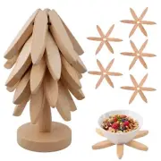 Wooden Trivets for Hot Dishes,5 Wooden Trivets+1 Stand Tree Shape Trivet Set ...