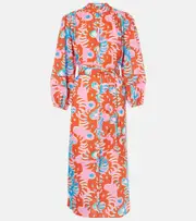 [Poupette St Barth] Poupette St Barth Cathy printed cotton shirt dress AU 6 red