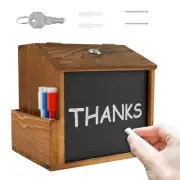 Wood Suggestion Box with Chalkboard & Lock Countertop or Wall Mounted Donatio...