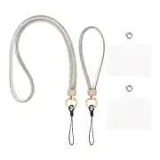 Phone Lanyard, Polyester Detachable Wrist Strap with Phone Patches, White