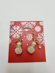 Kohl's Women's Christmas French Wire Drop Earrings Beaded & Rhinestone Snowman