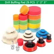 Car Foam Drill Buffing Polishing Woolen Pad Kit 29 PCS 1/2/3 Inch Buffing Pads