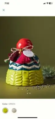 NIB Anthropologie Betty Woody Mistletoe & Moss Ceramic Snow Hat Candle