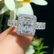 2 CT Emerald Cut Moissanite Hidden Halo Engagement Ring For Her 14K White Gold