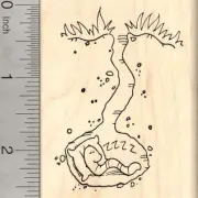 Earthworm Rubber Stamp, Hibernating or Napping in Burrow, Spring J24116 WM