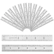 12 Pack 6 Inch Stainless Steel Straight Ruler for Students Machinist Drafting