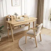 Andri Solid Wood Study Desk with Mini Shelf and Drawers/Rubberwood/Home Office Desk