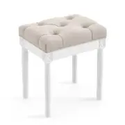 Upholstered Fabric Vanity Bench Seat, Makeup Stools for Linen and White