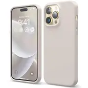 Silicone Phone Case For iPhone 14 Pro Shockproof Microfiber Lining - Beige